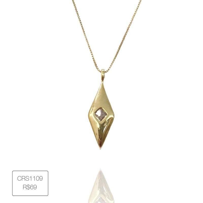 Colar Longo Losango Zirc Central Allure Dourado